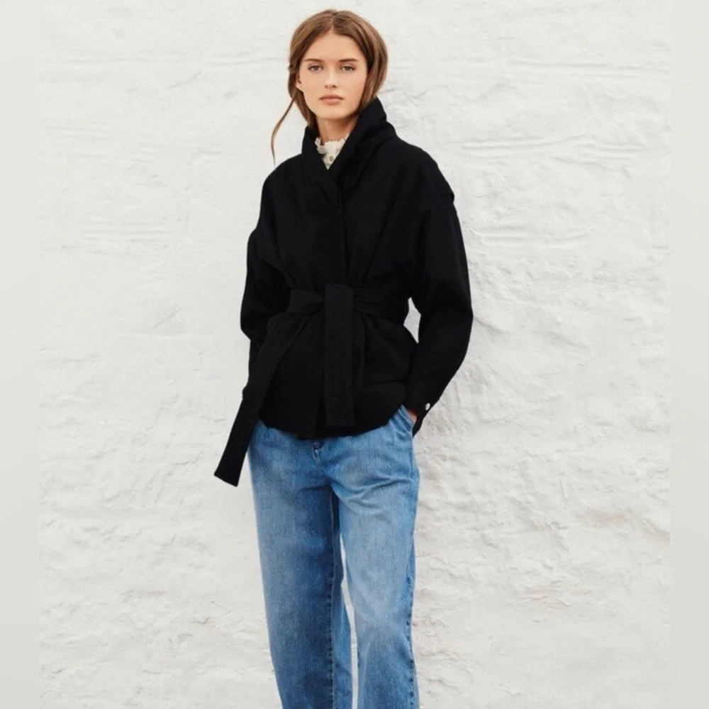 ba&sh Belted 100% Cotton Lost Jacket Size M - Picture 3 of 16